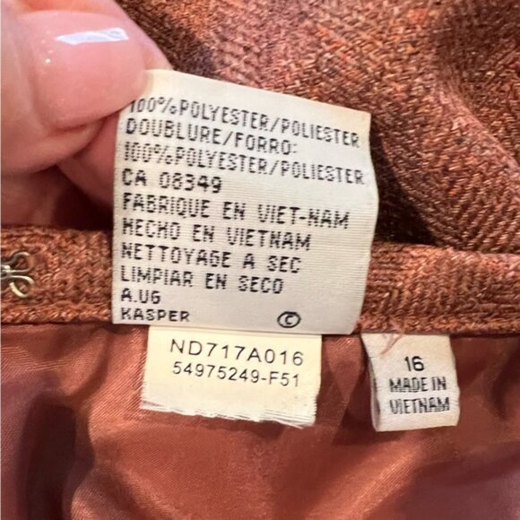 Le Suit size 16 rust tweed pleated around hemline skirt suit Fall - Picture 10 of 13